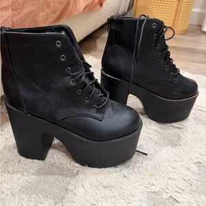 N.Y.L.A. Black Platform Lace-Up Boots size 7